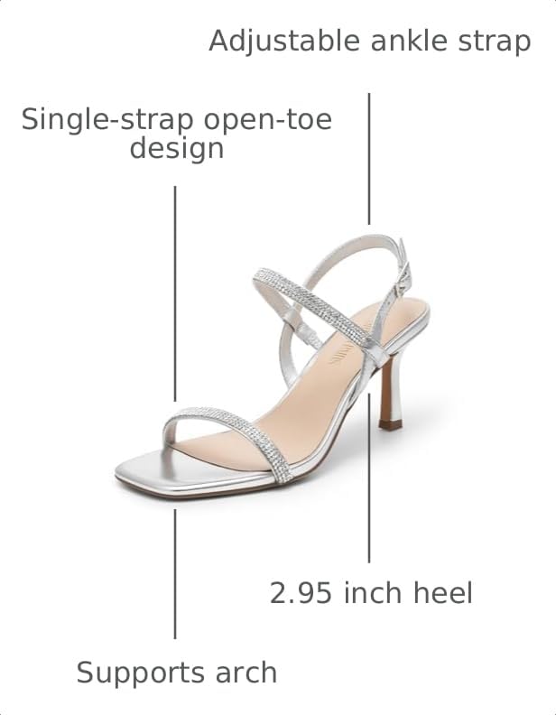 Image of DREAM PAIRS Womens Slingback Heels Square Open Toe Strappy Sandals Ankle Strap High Heeled Dressy Shoes