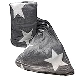 JEMIDI XL Flanell Sterne Microfaser Kuscheldecke 150cmx 200cm Wohndecke Sofadecke Bettüberwurf Sofa Decke Dunkelgrau