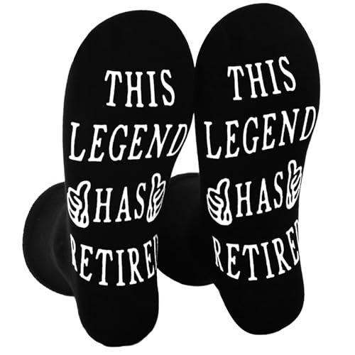 NOEMIN Novelty Socks This Legend Has Retired, Funny Retirement Gifts for Men Grandad Dad Retirees Happy Retirement Personalised Present Lounge Socks Black