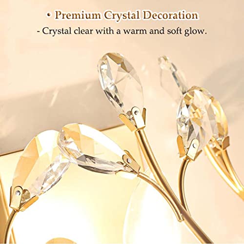 Dgsd Crystal Wall Sconce, Elegant Flower Branch Wall Sconce Lamps, Modern Minimalist Wall Decor Bedside Wall Lighting Pendant Wall Lamp Fixture For Bedroom, Bathroom, Living Room, Hallway,Black #TOP3