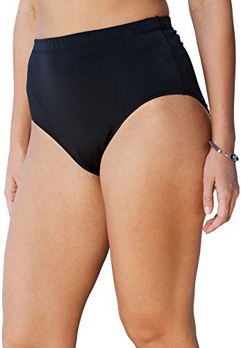 Swim 365 - Bañador clásico para mujer, talla grande, con control de abdomen, Negro -, 26 Plus