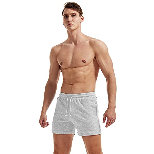 Aimpact Mens Sweat Workout Shorts 5 Inch Inseam Casual Athletic Jogger Short Shorts For Men(Light Gray M(Xl) #TOP5