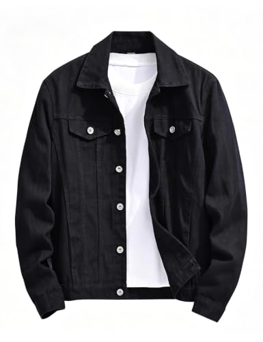 Image of Mens Classic Slim Fit Trucker Jean Denim Jacket Coat