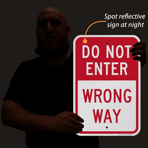 Panneau Do Not Enter Wrong Way retroreflechissant pour parking et voie privee ACM