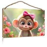 Liebesschilder für die Dekoration Ihres Hauses Wand niedlicher Affe mit rosa Schleife im...