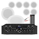 Power Dynamics 4-Zone Marine Ceiling Speakers System with PV240BT Amp, 5-Inch Weatherproof Outdoor Speaker Set, Bluetooth, USB/SD, FM Tuner for Boat, Patio, Poolside Audio