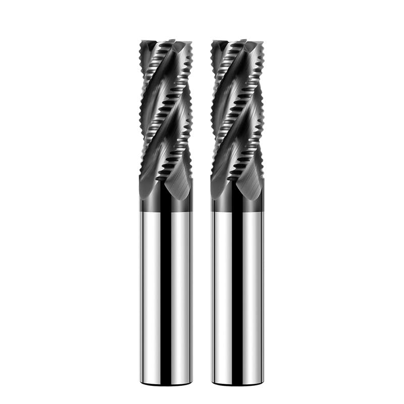 Fresa de desbaste HRC65 4 flautas, acero tungsteno con recubrimiento nanométrico negro, for fresas mecanizado CNC(6.0x25Cx6Dx75L)
