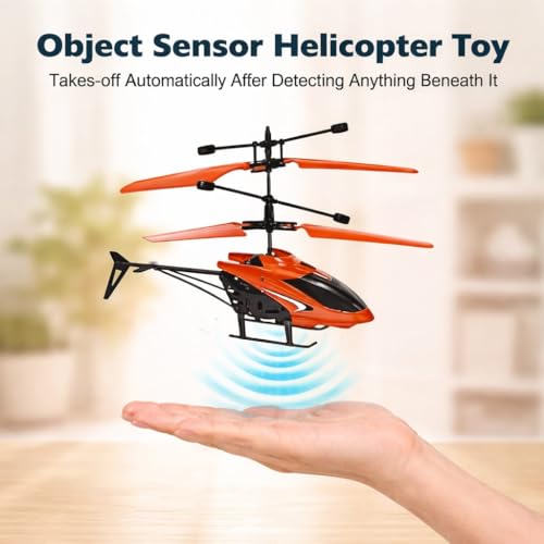 Image of Remote Control Helicopter Toy for Kids | Rechargeable RC Flying Chopper with Hand Sensor Auto Lift & Up /Stop Function | Best Gift Indoor & Outdoor Play Toy | Color May Vary