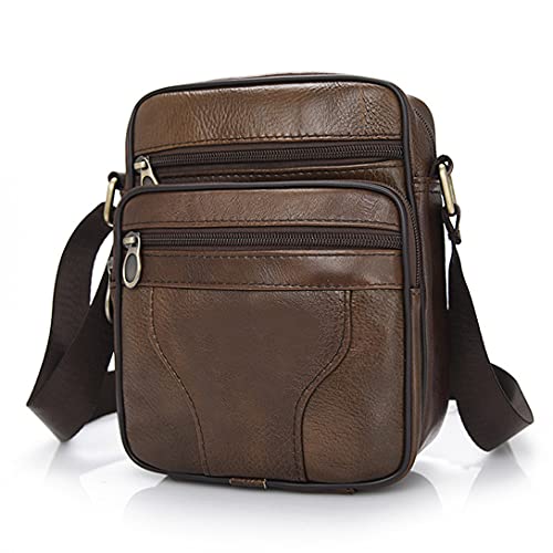 MISWAN Borsello Uomo Pelle di Mucca da Uomo Vintage Borsello Tracolla Borsa Lavoro Borsa a Tracolla da Viaggio Borsa Spalla Borsa a Tracolla Messenger per Portafoglio Ufficio Business Scuola Marrone