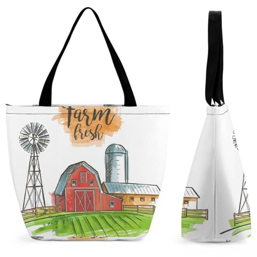 Sac à main moulin à vent de ferme grand sac bandoulière femme fourre-tout voyage