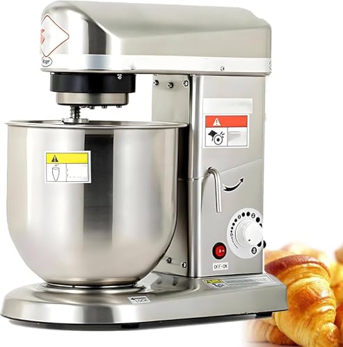 ByBoDi Batidora de pie Profesional para Hornear, batidora de Alimentos Comercial de Alta Resistencia con Gancho para Masa, batidor y Varilla, para Masa de Pizza, Pan y Pasteles. Silver-10L