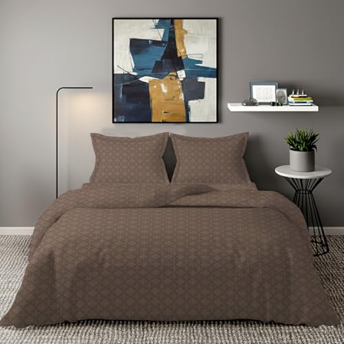 Image of 300 TC Premium Glace Cotton Solid Emboss Bedsheet for Double Bed with 2 Pillow Covers for Home (90 inch x 100 inch or 229 cm x 254 cm) (Coffee, Double- 90 x 100 Inches)