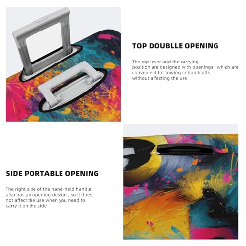 Cat Color Splash Style Elastic Travel Luggage Covers Dustproof Scratch-Resistant Suitcase Protector Fit 22-24 Inch3