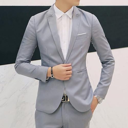 Men's Slim Fit Solid Blazer Business Sport Coats Solid One Button Suit Jacket Casual Lightweight Suit Jacket2