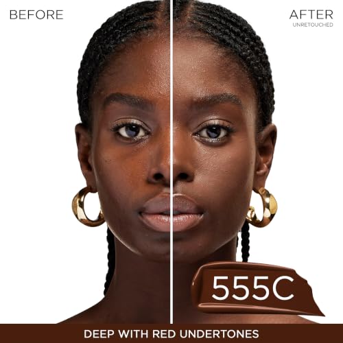 Image of Lancome Teint Idole Ultra Wear Natural Matte Foundation- Longwear, Medium-Full Coverage, Natural Finish, Waterproof & Hydrating - 555C (Deep Skin with Cool /Rich Red Undertones), 1 Fl Oz