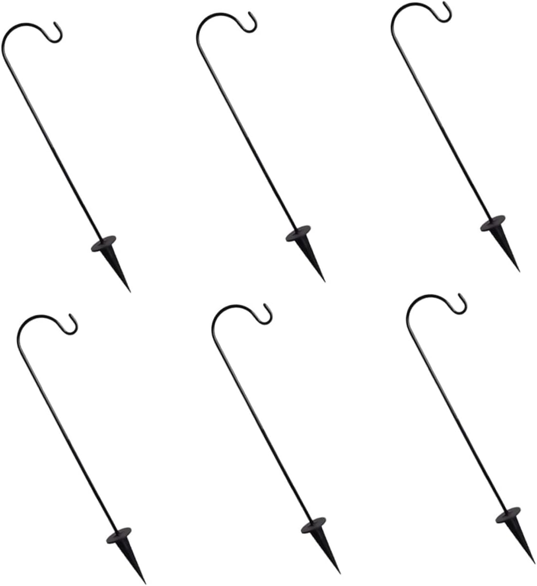 6pcs Iron Garden Stake Hooks for Outdoor Solar Lights Lanterns Wind Chimes Bird Feeders Planters