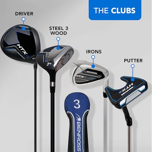 Benross By American Golf HTX2 Golf Clubs Full Set with Hybrid Bag, Driver, Fairway Wood, Hybrid, Irons 5-SW, Mallet Putter - Graphite Shafts, All-Weather Grips, Golf Club Sets for Men - Image 4