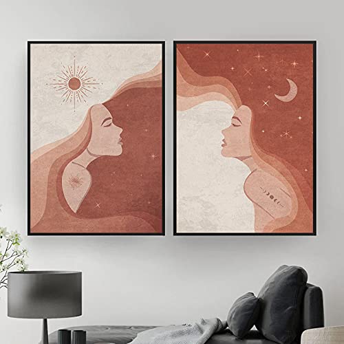 Affiche Jour Nuit toile peinture abstraite femme pour une ambiance zen