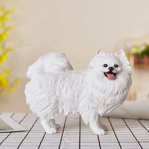 JAnjiaLxY 犬の置物 ポメラニアン オブジェ ガーデン いぬ イヌ 動物 オーナメント F ガーデン オブジェ 庭 雑貨 ガーデニング インテリア マスコット リアル 引越し祝い 贈り物 装飾品 家の装飾 庭飾 ワンちゃん タイプ7 インテリア 置