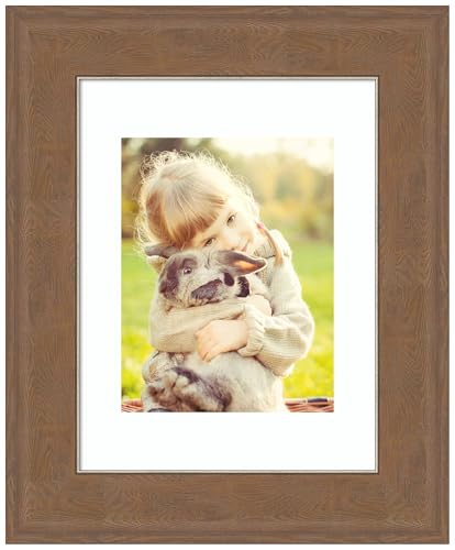 Amanti Art Picture Frame 11x14 Matted to 8x10 Photo Frame, Alta Medium Brown Wood Framing for your Wedding Photos, Family Pictures, Diploma, Certificate, Kids Art Gift for Mom or Poster Wall Decor