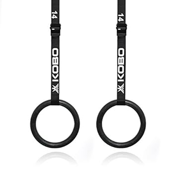 Kobo Fitness Gymnastics Rings/Roman Ring with Straps & Buckles for Cross Fitness Functional Training and Total Body Conditioning at Home (Imported)