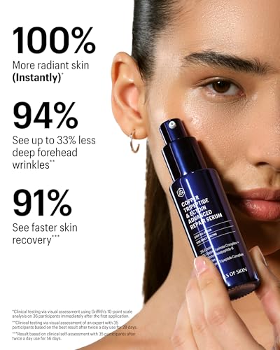 Image of Allies of Skin Copper Tripeptide & Ectoin Advanced Repair Face Serum | Hydrating Moisturizer for Dry Skin | Anti Aging Skincare with Peptides | Treat Fine Lines & Wrinkles (1.7 Fl. oz)