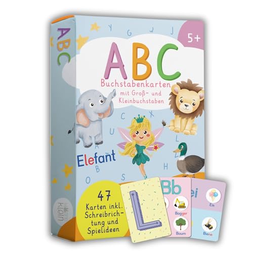 ABC Lernkarten für Kinder – Buchstaben Lernen & Lesen vorbereiten – 47 Karten mit Lauten, Silben, Umlauten & Buchstabenverbindungen – mit Schreibrichtung – Vorschule & 1. Klasse
