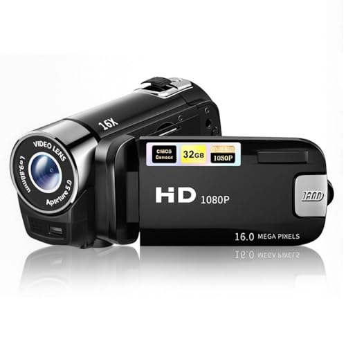 1080P fW^J ʐ^Bep 16MP VlogJ 16{fW^Y[ fW^J 2.4C` 360°tbvXN[ RpNggxJ eB[Y l S LbYp (ubN)