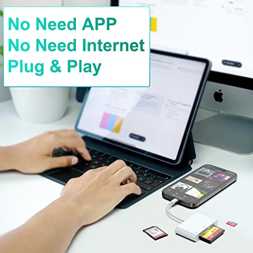 3-in-1 Lightning to CF/SD/Micro SD Card Reader for iPhone iPad,3-Slot Apple Compact Flash Memory Card Reader Adapter,Trail Game Digital Camera Viewer for iPhone 14/13/13 Pro/12/12 Pro【MFI Certified】 - Thumbnail 5