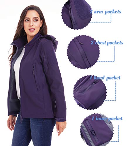 Tacvasen Women's Sports Warm Fleece Lined Softshell Jackets Coats Zipper Pockets Blue, L #TOP1