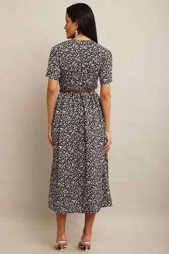 Image of Women's Fit and Flare Floral Printed Long Maxi Dress