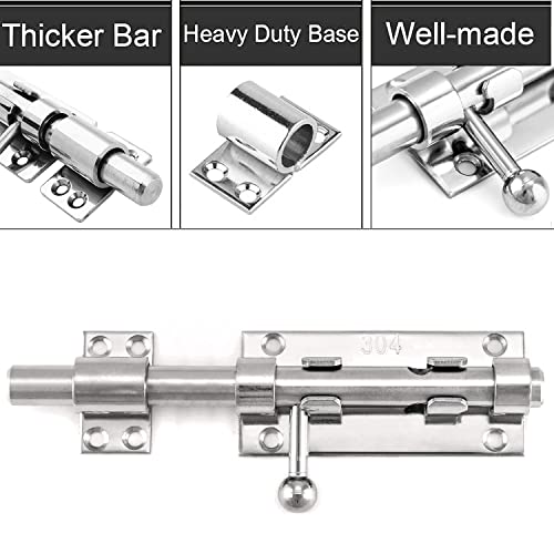 Litensh Heavy Duty Slide Gate Latch Bolt Safety Door Lock with Padlock Hole, 304 Stainless Steel Barrel Gate Bolt Latch - Image 4