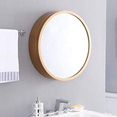 YXZN Specchio Rotondo Armadietto Bagno di Stoccaggio Specchio Mobiletto del Bagno Storage con Mensola A Muro in Legno Solido Tondo Parete A Specchio Appeso