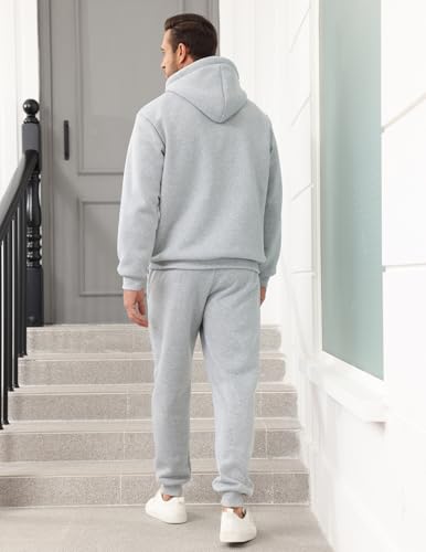 Men's Tacksuit 2-Piece Active Set Fleece Pullover Quarter Zip Sweatshirt and Sweatpants Jogging Sweatsuit Outfit3