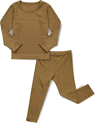 AVAUMA Baby Boys Girls Pajama Set Kids Toddler Snug fit Ribbed Sleepwear pjs for Daily Life Style (XS/Olive(L))