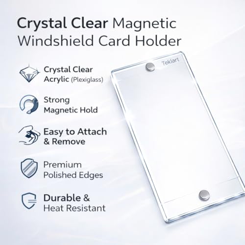 Image of Magnetic Card Holder for Car Windshield Glass, Sticker,Magnetic Lock,Transparent-Long Lasting