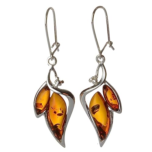 Amber Earrings - Sterling Silver and Baltic Honey Amber Earrings 
