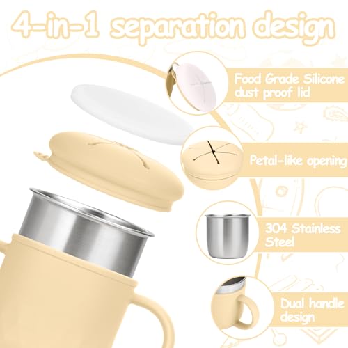 Image of Mity rain Stainless Steel Snack Containers, 4-in-1 Spill Proof