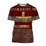 Pharaoh Anubis 3D T-Shirt Ancient Egyptian God Eye of Egypt Printing Short Sleeve Personality Unisex Harajuku Streetwear Tops (Navy Blue,X-Large,X-Large)