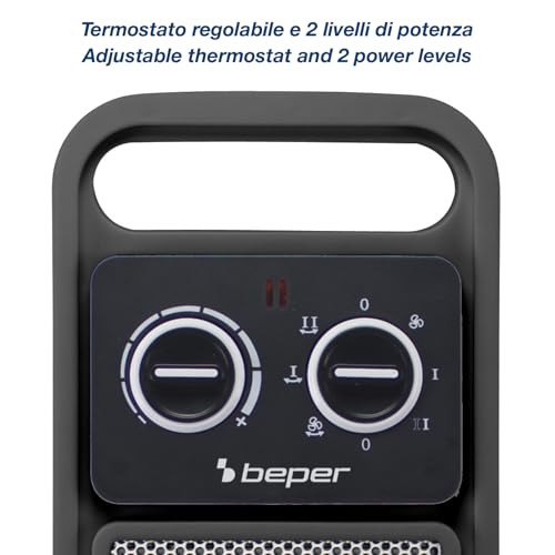 BEPER P203TER002 Termoventilatore Ceramico a Torretta, Stufetta Elettrica 2000W con Oscillazione Automatica, Termostato Regolabile, 2 potenze, Sicuro con Autospegnimento - Immagine 2