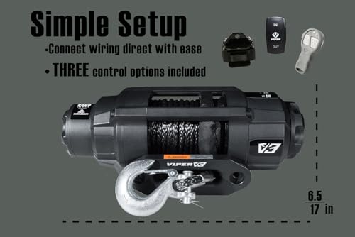 Cabrestante VIPER V3 9000lb UTV/ATV Militar con cuerda sintética miniatura 4
