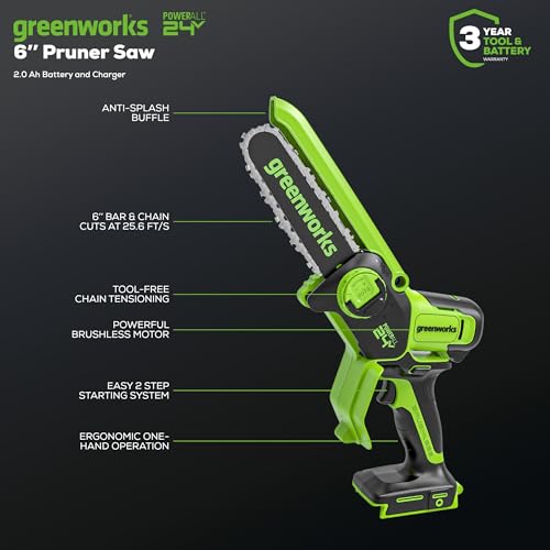 Greenworks 24V 6" Mini Chainsaw Cordless