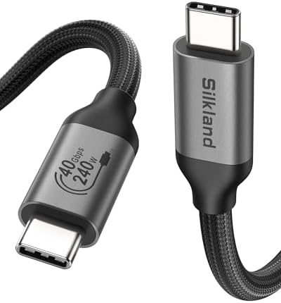 Silkland USB 4 for Long Thunderbolt 4 Cable 10FT/3M, 40Gbps Data Transfer, Supports 8K/5K@60Hz, 240W Charging PD 3.1,USB C Monitor Cable Compatible for Thunderbolt 3, Macbook, Monitor, Docking,SSD,XPS