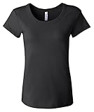 Bella Ladies Scooped Open Neckline T Shirt - Black - XX - Large