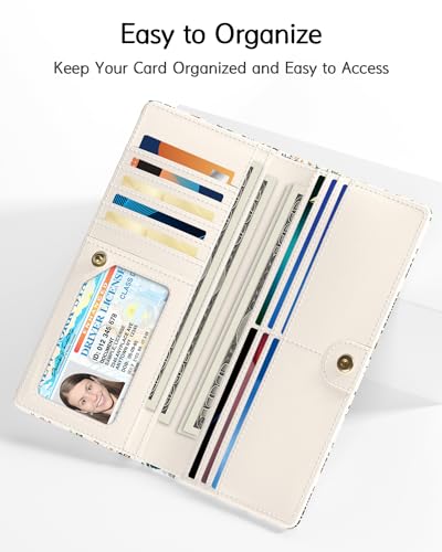 Image of Nipichsha Womens Wallet, RFID Slim Wallets for Women, Thin Ladies Credit Card Holder Purse, Cute Leather Bifold Clutch Billfold with 11 Card Slots & ID Window, Village Road Flowers
