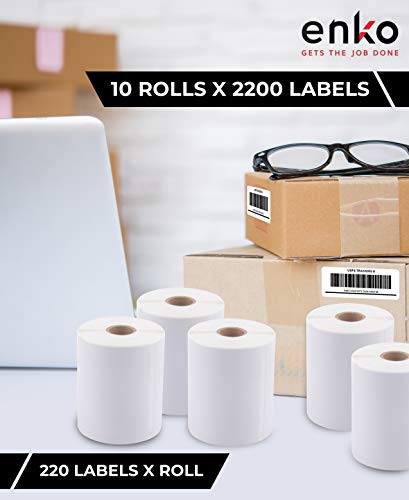 Enko Compatible Zebra 4X6 Label / Dymo Labels 1744907 (4 X 6") For Dymo Labelwriter 4Xl Shipping Zebra Direct Thermal Printer (10 Rolls, 2200 Labels) #TOP1