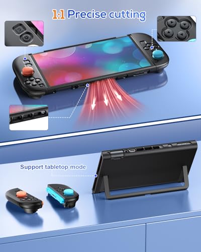 Image of FYOUNG Upgrade Switch 2 Protective Case&Screen Protector Set, Dockable Cover Hard Shell for Nintendo Switch 2 2025 Console Accessories,Travel-Friendly,Kickstand Cutouts(Black, for switch 2 7.9inch)
