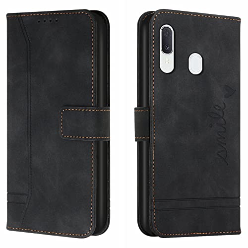 Lihondar Coque pour Samsung Galaxy A40, Etui Portefeuille Samsung A40, Protection Etui à Rabat Housse en Cuir PU avec Antichoc TPU [Fermoir Magnétique] Flip Pochette Housse pour Samsung A40 (Noir)