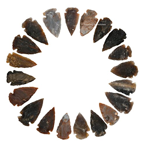 Amazing Gemstone 20 Pieces Fancy Jasper Arrowhead, Crystal and Healing Stone Flint Rock Arrow Head - 1 to 1.5 Arrowheads for DIY Project Craft Point Jewelry Making