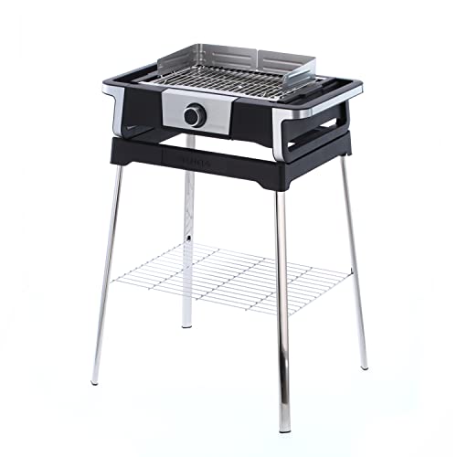 TZS First Austria Standgrill, 2000 W Elektrogrill mit Temperaturregler und Wärmereflektor, Gartengrill mit Standfüßen Grillfläche: 45cm x 22cm Inkl. Windfang Barbecue Elektrisch Tischgrill 6 SEVERIN SENOA DigitalBOOST S Elektrogrill mit Untergestell, Standgrill mit schnellem Grillstart bis 500 °C, Balkon Grill mit SafeTouch-Oberfläche, Edelstahl/Schwarz, PG 8118